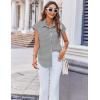 imageZeagoo Womens Button Down Shirt V Neck Blouses Cap Sleeve Top Dressy Casual Blouses 2025 Trendy Bussiness Work Outfits SXXLBlack Striped