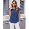 imageZeagoo Womens Button Down Shirt V Neck Blouses Cap Sleeve Top Dressy Casual Blouses 2025 Trendy Bussiness Work Outfits SXXLBlue