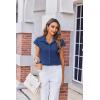 imageZeagoo Womens Button Down Shirt V Neck Blouses Cap Sleeve Top Dressy Casual Blouses 2025 Trendy Bussiness Work Outfits SXXLBlue