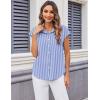 imageZeagoo Womens Button Down Shirt V Neck Blouses Cap Sleeve Top Dressy Casual Blouses 2025 Trendy Bussiness Work Outfits SXXLBlue Striped