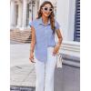 imageZeagoo Womens Button Down Shirt V Neck Blouses Cap Sleeve Top Dressy Casual Blouses 2025 Trendy Bussiness Work Outfits SXXLBlue Striped