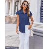 imageZeagoo Womens Button Down Shirt V Neck Blouses Cap Sleeve Top Dressy Casual Blouses 2025 Trendy Bussiness Work Outfits SXXLDark Blue Striped