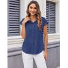 imageZeagoo Womens Button Down Shirt V Neck Blouses Cap Sleeve Top Dressy Casual Blouses 2025 Trendy Bussiness Work Outfits SXXLDark Blue Striped