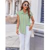 imageZeagoo Womens Button Down Shirt V Neck Blouses Cap Sleeve Top Dressy Casual Blouses 2025 Trendy Bussiness Work Outfits SXXLGreen Striped