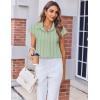 imageZeagoo Womens Button Down Shirt V Neck Blouses Cap Sleeve Top Dressy Casual Blouses 2025 Trendy Bussiness Work Outfits SXXLGreen Striped