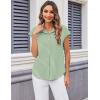 imageZeagoo Womens Button Down Shirt V Neck Blouses Cap Sleeve Top Dressy Casual Blouses 2025 Trendy Bussiness Work Outfits SXXLGreen Striped