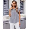 imageZeagoo Womens Button Down Shirt V Neck Blouses Cap Sleeve Top Dressy Casual Blouses 2025 Trendy Bussiness Work Outfits SXXLGrey Striped