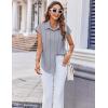 imageZeagoo Womens Button Down Shirt V Neck Blouses Cap Sleeve Top Dressy Casual Blouses 2025 Trendy Bussiness Work Outfits SXXLGrey Striped