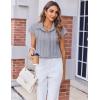 imageZeagoo Womens Button Down Shirt V Neck Blouses Cap Sleeve Top Dressy Casual Blouses 2025 Trendy Bussiness Work Outfits SXXLGrey Striped