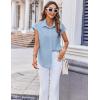 imageZeagoo Womens Button Down Shirt V Neck Blouses Cap Sleeve Top Dressy Casual Blouses 2025 Trendy Bussiness Work Outfits SXXLLight Blue
