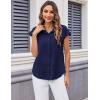 imageZeagoo Womens Button Down Shirt V Neck Blouses Cap Sleeve Top Dressy Casual Blouses 2025 Trendy Bussiness Work Outfits SXXLNavy Blue