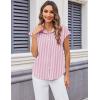 imageZeagoo Womens Button Down Shirt V Neck Blouses Cap Sleeve Top Dressy Casual Blouses 2025 Trendy Bussiness Work Outfits SXXLPink Striped