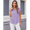 imageZeagoo Womens Button Down Shirt V Neck Blouses Cap Sleeve Top Dressy Casual Blouses 2025 Trendy Bussiness Work Outfits SXXLPurple Striped