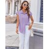 imageZeagoo Womens Button Down Shirt V Neck Blouses Cap Sleeve Top Dressy Casual Blouses 2025 Trendy Bussiness Work Outfits SXXLPurple Striped