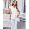 imageZeagoo Womens Button Down Shirt V Neck Blouses Cap Sleeve Top Dressy Casual Blouses 2025 Trendy Bussiness Work Outfits SXXLWhite