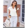 imageZeagoo Womens Button Down Shirt V Neck Blouses Cap Sleeve Top Dressy Casual Blouses 2025 Trendy Bussiness Work Outfits SXXLWhite