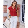 imageZeagoo Womens Button Down Shirt V Neck Blouses Cap Sleeve Top Dressy Casual Blouses 2025 Trendy Bussiness Work Outfits SXXLWine Red