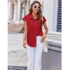 imageZeagoo Womens Button Down Shirt V Neck Blouses Cap Sleeve Top Dressy Casual Blouses 2025 Trendy Bussiness Work Outfits SXXLWine Red