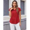 imageZeagoo Womens Button Down Shirt V Neck Blouses Cap Sleeve Top Dressy Casual Blouses 2025 Trendy Bussiness Work Outfits SXXLWine Red
