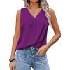 imageZeagoo Womens 2025 Silk Satin Tank Tops V Neck Casual Cami Sleeveless Camisole Blouses Summer Basic Tank ShirtPurple
