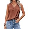 imageZeagoo Womens 2025 Silk Satin Tank Tops V Neck Casual Cami Sleeveless Camisole Blouses Summer Basic Tank ShirtTerracotta