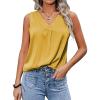 imageZeagoo Womens 2025 Silk Satin Tank Tops V Neck Casual Cami Sleeveless Camisole Blouses Summer Basic Tank ShirtTurmeric