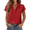 imageZeagoo Womens Button Down Shirt V Neck Blouses Cap Sleeve Top Dressy Casual Blouses 2025 Trendy Bussiness Work Outfits SXXLWine Red