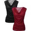 imageZeagoo Womens Tank Tops 2 Pack Trendy Going Out Tops Sleeveless Shirts Ruched Business Casual Basic Tunic Tops OutfitsBblackwine Red