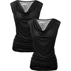 imageZeagoo Womens Tank Tops 2 Pack Trendy Going Out Tops Sleeveless Shirts Ruched Business Casual Basic Tunic Tops OutfitsBblackblack
