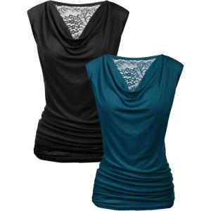 imageZeagoo Womens Tank Tops 2 Pack Trendy Going Out Tops Sleeveless Shirts Ruched Business Casual Basic Tunic Tops OutfitsBblackdark Dyan