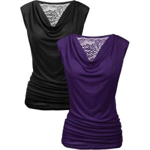 imageZeagoo Womens Tank Tops 2 Pack Trendy Going Out Tops Sleeveless Shirts Ruched Business Casual Basic Tunic Tops OutfitsBblackpurple