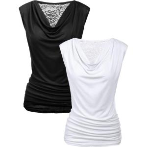 imageZeagoo Womens Tank Tops 2 Pack Trendy Going Out Tops Sleeveless Shirts Ruched Business Casual Basic Tunic Tops OutfitsBblackwhite