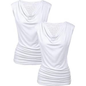 imageZeagoo Womens Tank Tops 2 Pack Trendy Going Out Tops Sleeveless Shirts Ruched Business Casual Basic Tunic Tops OutfitsBwhitewhite