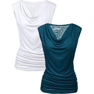 imageZeagoo Womens Tank Tops 2 Pack Trendy Going Out Tops Sleeveless Shirts Ruched Business Casual Basic Tunic Tops OutfitsBwitedark Dyan