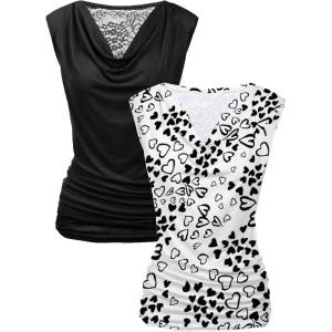 imageZeagoo Womens Tank Tops 2 Pack Trendy Going Out Tops Sleeveless Shirts Ruched Business Casual Basic Tunic Tops OutfitsFblack Love Heart