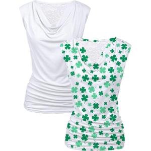 imageZeagoo Womens Tank Tops 2 Pack Trendy Going Out Tops Sleeveless Shirts Ruched Business Casual Basic Tunic Tops OutfitsFwhitest Patricks
