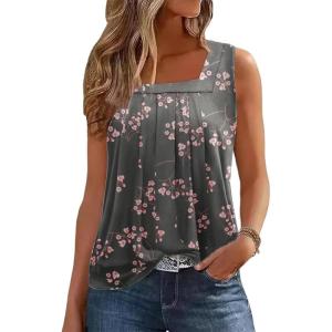 imageZeagoo Womens Tank Tops Square Neck Loose Fit Basic Casual Going Out Tops Trendy Summer Sleeveless ShirtsFfl Gypsophila Black