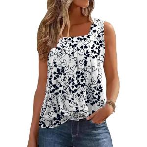 imageZeagoo Womens Tank Tops Square Neck Loose Fit Basic Casual Going Out Tops Trendy Summer Sleeveless ShirtsFlovely Love