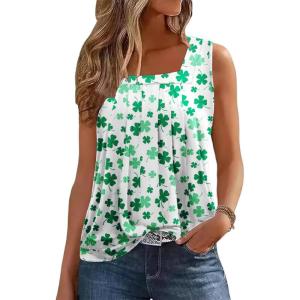 imageZeagoo Womens Tank Tops Square Neck Loose Fit Basic Casual Going Out Tops Trendy Summer Sleeveless ShirtsFst Green Clove