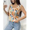 imageZeagoo Tank Tops for Women 2025 Summer Square Neck Loose Fit Side Split Casual Flowy Sleeveless Shirts SXXLOrange Green Color Blocked