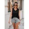 imageZeagoo Women Eyelet Tank Tops Sleeveless Shirts V Neck Cute Summer Top Loose Fit Camisole SXXLBlack