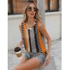 imageZeagoo Women Eyelet Tank Tops Sleeveless Shirts V Neck Cute Summer Top Loose Fit Camisole SXXLBlack Orange Stripe