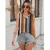 imageZeagoo Women Eyelet Tank Tops Sleeveless Shirts V Neck Cute Summer Top Loose Fit Camisole SXXLBlack Orange Stripe