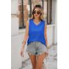 imageZeagoo Women Eyelet Tank Tops Sleeveless Shirts V Neck Cute Summer Top Loose Fit Camisole SXXLBlue