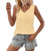imageZeagoo Women Eyelet Tank Tops Sleeveless Shirts V Neck Cute Summer Top Loose Fit Camisole SXXLGoose Yellow