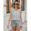 imageZeagoo Women Eyelet Tank Tops Sleeveless Shirts V Neck Cute Summer Top Loose Fit Camisole SXXLGray White Stripe