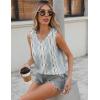 imageZeagoo Women Eyelet Tank Tops Sleeveless Shirts V Neck Cute Summer Top Loose Fit Camisole SXXLGray White Stripe