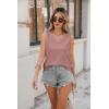 imageZeagoo Women Eyelet Tank Tops Sleeveless Shirts V Neck Cute Summer Top Loose Fit Camisole SXXLPink