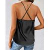 imageZeagoo Womens Cowl Neck Satin Camisole Sleeveless Spaghetti Strap Silk Cami Tank Tops Summer Basic Tank ShirtAblack
