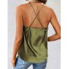 imageZeagoo Womens Cowl Neck Satin Camisole Sleeveless Spaghetti Strap Silk Cami Tank Tops Summer Basic Tank ShirtArmy Green